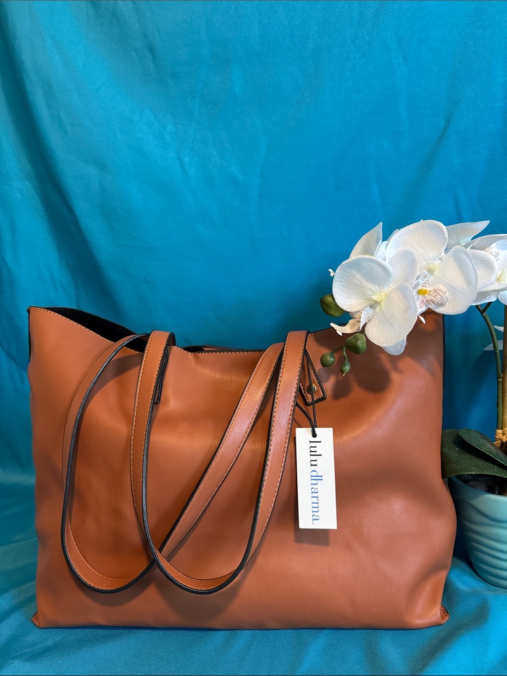 NWT Lulu Dharma Brown Vegan Leather Everyday Tote Bag